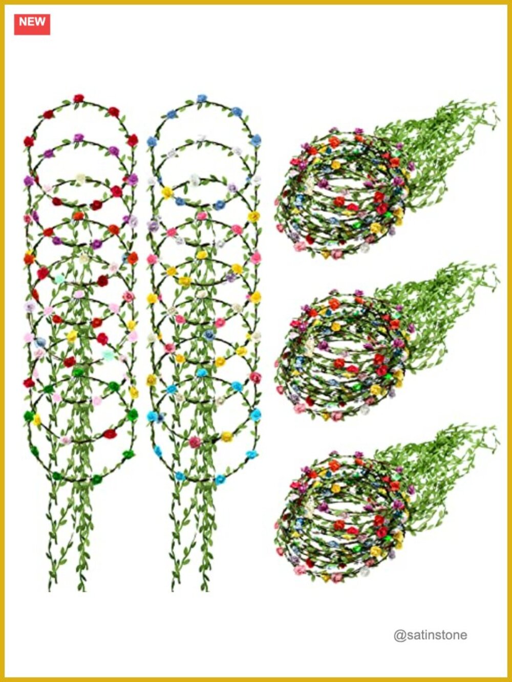 Bohemian Floral Headbands for Women Paper Fabric Green Leaves 100 Pcs